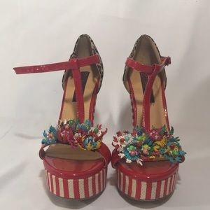 Leopard & striped patterned heels